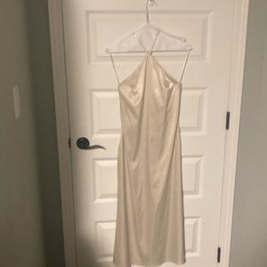 White satin low back dress